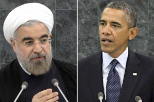 La combo, realizzata con due immagini di archivio, mostra il presidente statunitense Barack Obama (D) e quello iraniano, Hassan Rohani. ANSA
