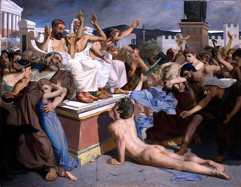Pintura de Filípides llegando a Atenas, por Luc-Olivier Merson (1869)