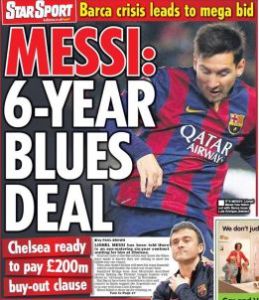 Tapa del suplemento deportivo del diario inglés Daily Star.