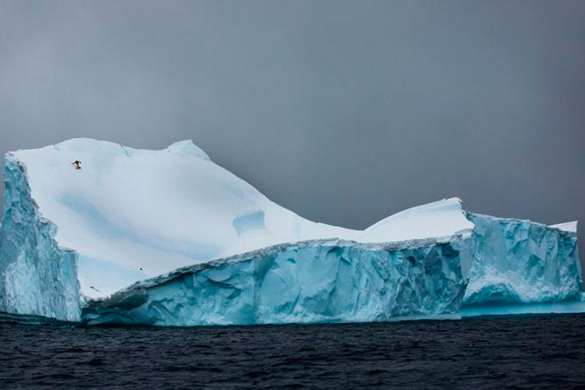 Jóvenes practican Snowboard en un iceberg de la Antártida