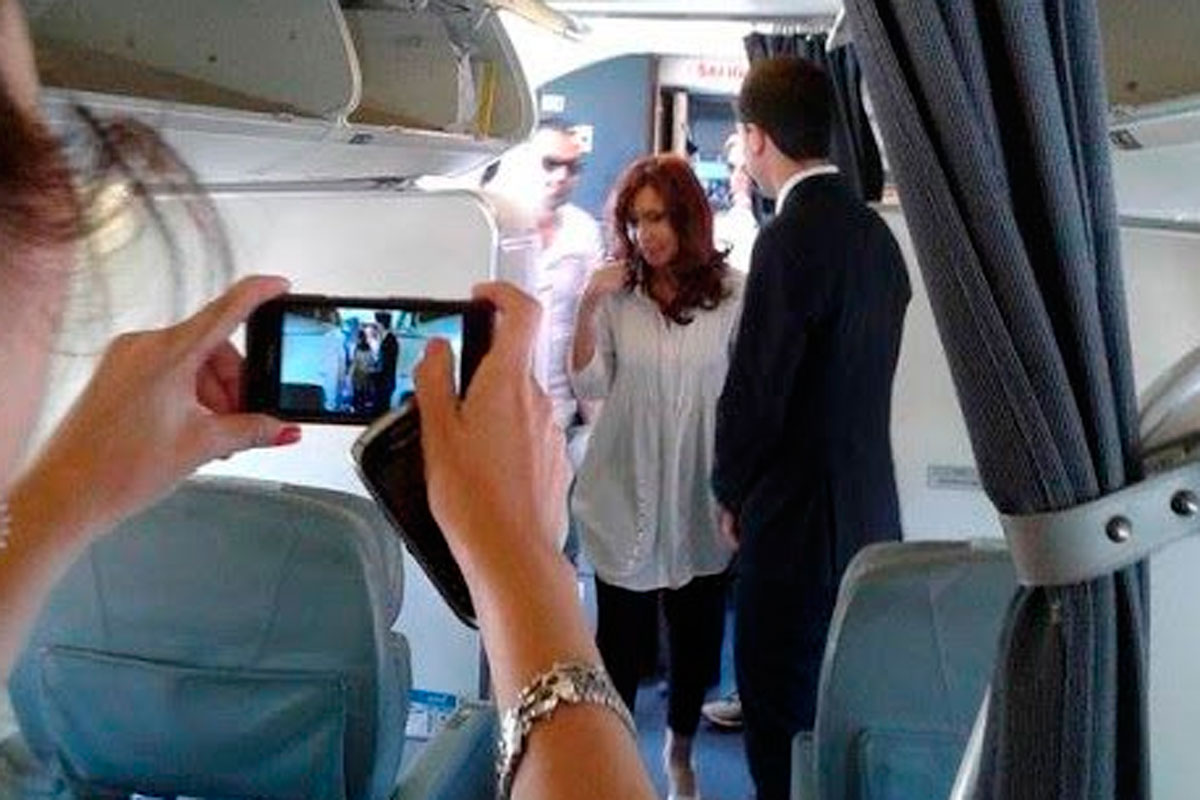 Cristina viajó a Santa Cruz en vuelo de Aerolíneas Argentinas
