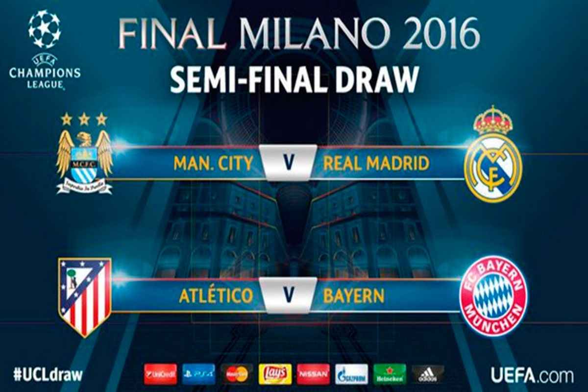 City-Real y Atleti-Bayern, los cruces en semis de Champions