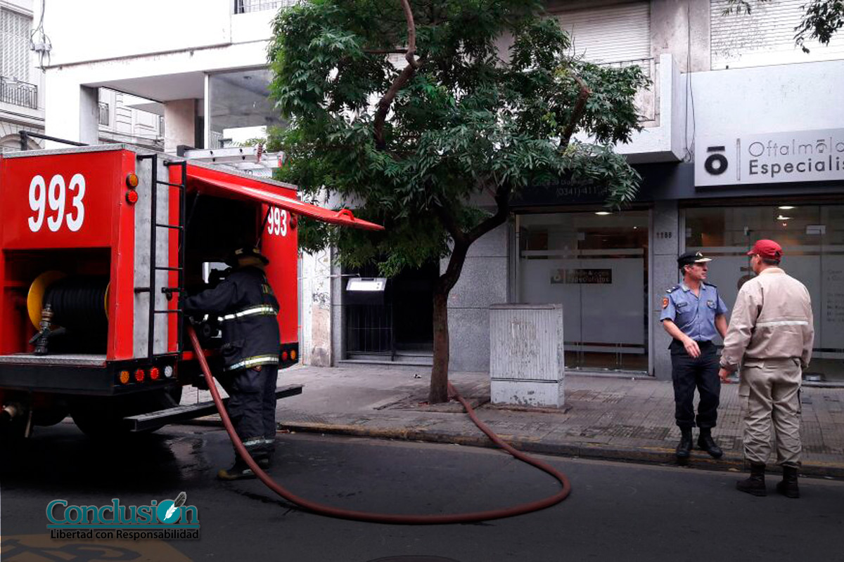 Incendio y gran susto en un edificio en pleno centro