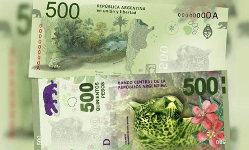 Ya circula el billete de $500 con imagen del yaguareté