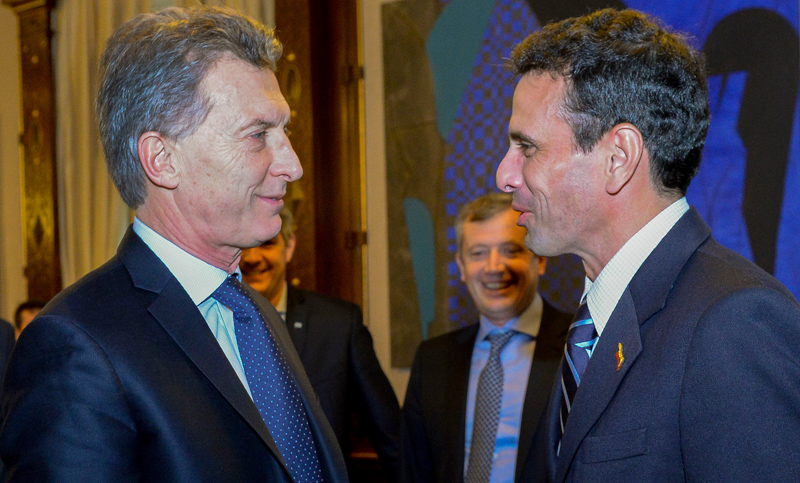 Macri recibió a Capriles en pleno proceso de revocatoria de mandato de Maduro
