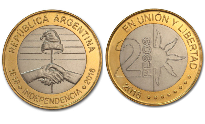 Lanzan una moneda de 2 pesos para conmemorar el bicentenario