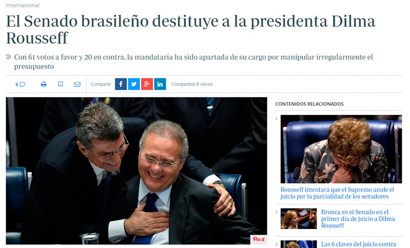 La remoción de Dilma bajo la mirada de la prensa internacional