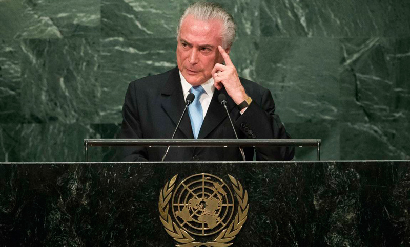 Temer dijo ante la ONU que la legalidad de la destitución de Rousseff es un ejemplo para el mundo