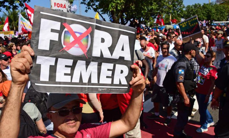 Protestas contra Michel Temer antes de su presentación en la ONU