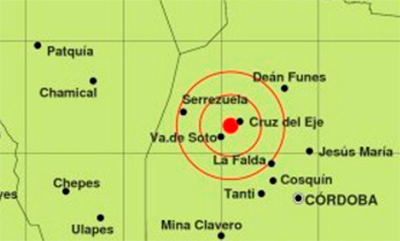 Sismo de 2,8 grados sacudió a la provincia de Córdoba