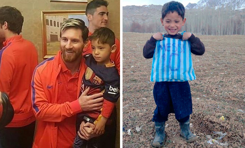 Tras la «camiseta-bolsa», Messi fue a Qatar y conoció al niño afgano