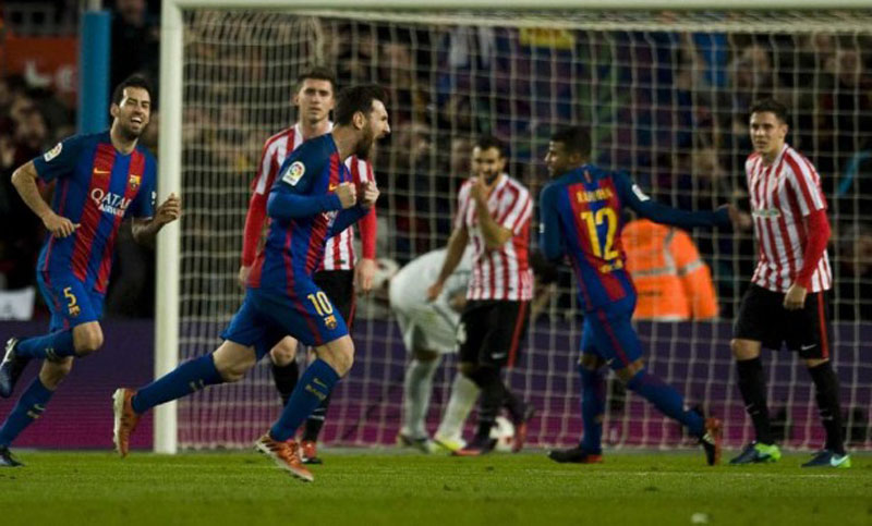 Un gol de Messi en el triunfo de Barcelona que clasificó a cuartos