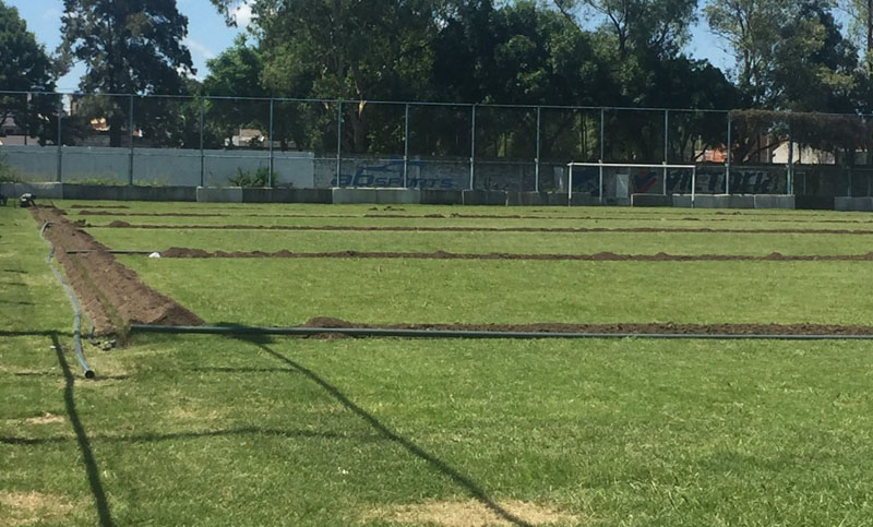 Argentino inició instalación del riego automático en el estadio Olaeta