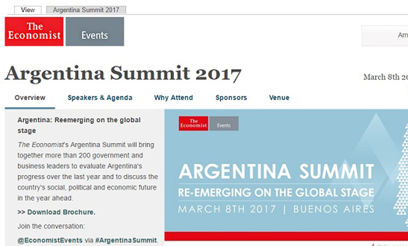 The Economist convoca a cumbre de empresarios en Argentina