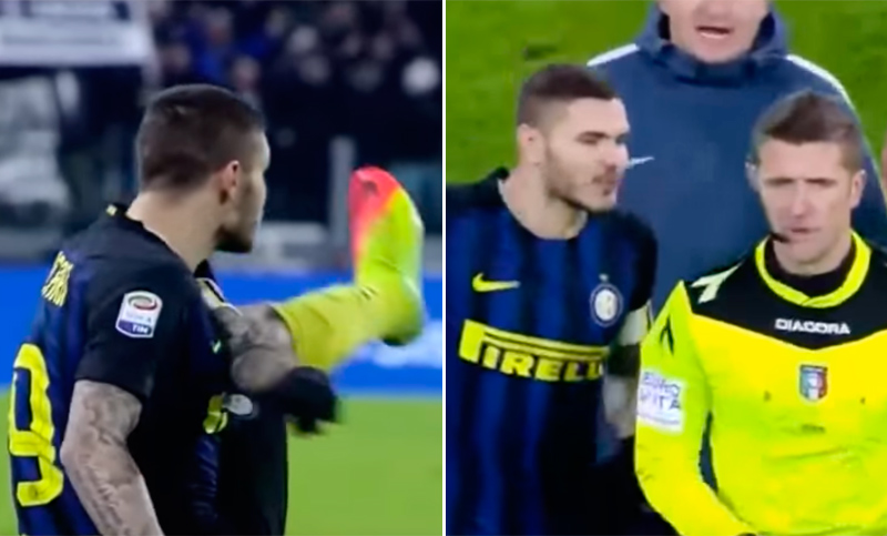 Icardi, sancionado por tirarle un pelotazo al árbitro