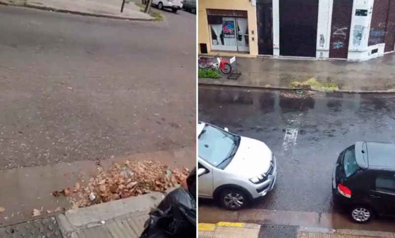 Un tuitero rosarino limpió una boca de tormenta y evitó una inundación
