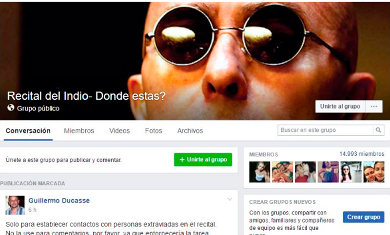 Crean un grupo de Facebook para ubicar a personas que fueron al show del Indio Solari