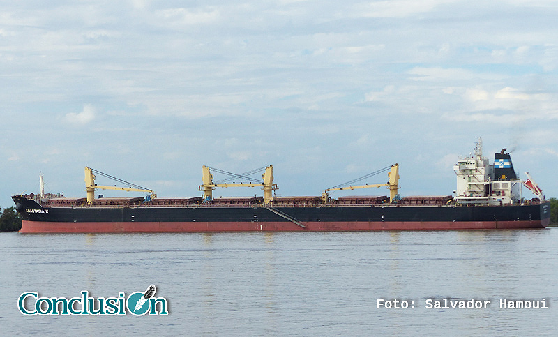 Un buque carguero quedó varado en el río Paraná por desperfectos técnicos