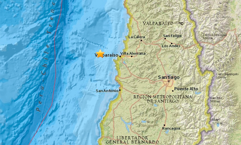 Fuerte sismo de 6,9 grados sacudió la zona central de Chile