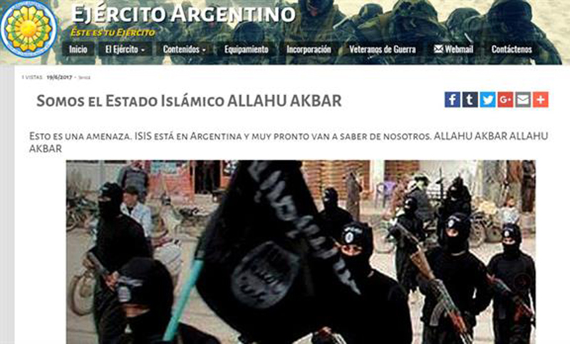 Hackearon el sitio oficial del Ejército y lo adjudicaron a Estado Islámico