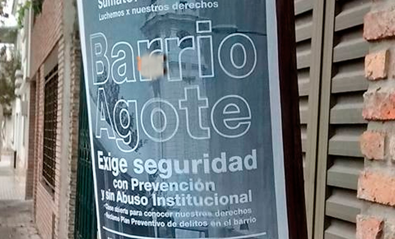 Barrio Agote: «Pedimos seguridad  y que se terminen los abusos policiales»