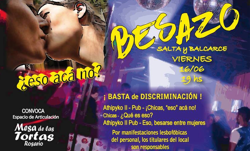 Convocan a un “Besazo” contra la homofobia en Rosario