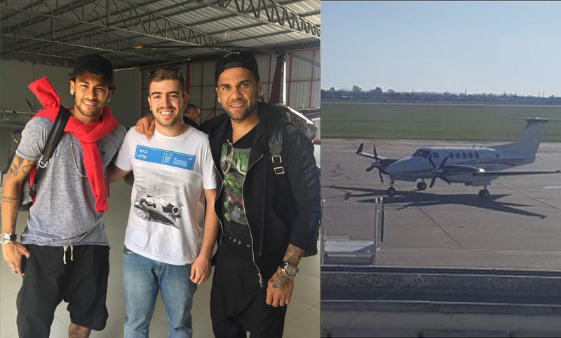 Neymar y Dani Alves ya llegaron a Rosario a bordo de un avión privado