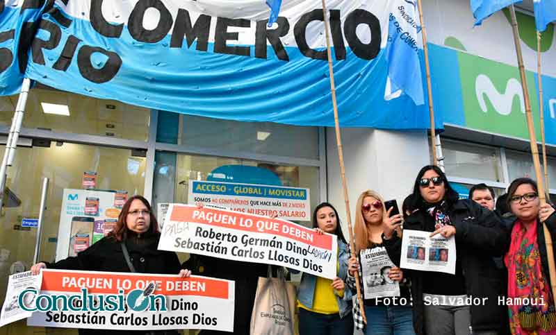 Empleados de Comercio reclamó frente a Telefónica el pago de sueldos adeudados