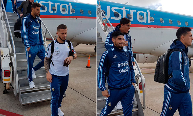 La selección argentina ya llegó a Montevideo para enfrentar a Uruguay