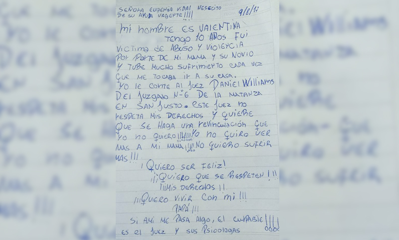 Desesperado pedido de una nena: “No quiero ver más a mi mamá”