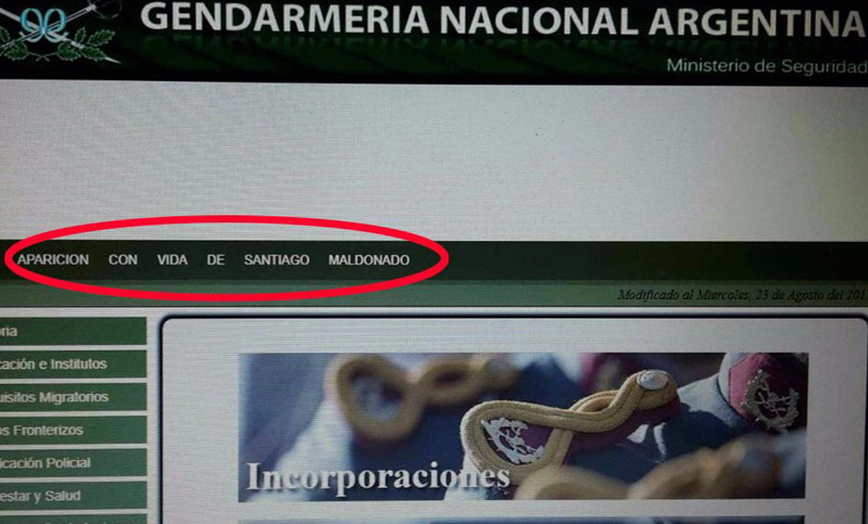 Hackean web de Gendarmería: “Aparición con vida de Santiago Maldonado”