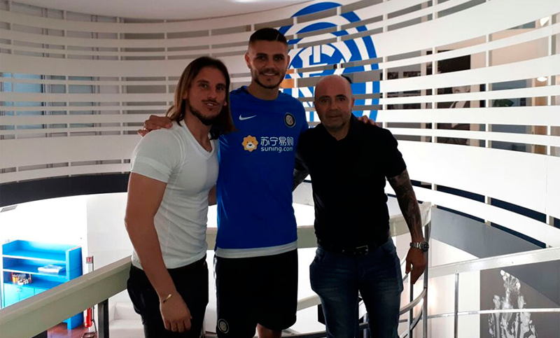 Sampaoli estuvo reunido con el rosarino Icardi en Italia