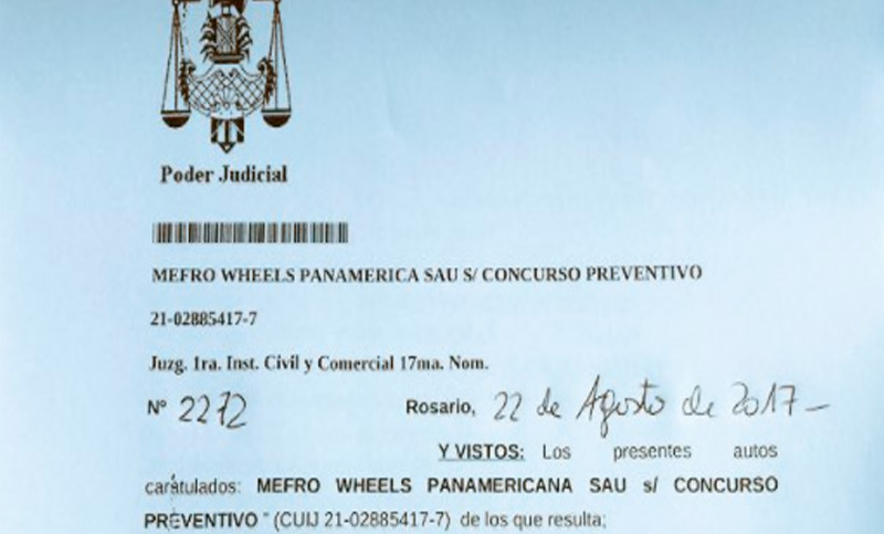 Aceptaron el concurso preventivo de Mefro Wheels y anuncian un pronto retorno al trabajo