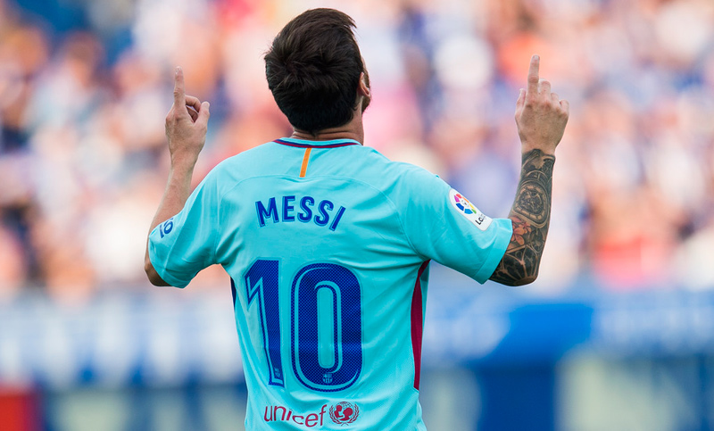 Messi marcó un doblete y pasó los 350 goles en la liga española