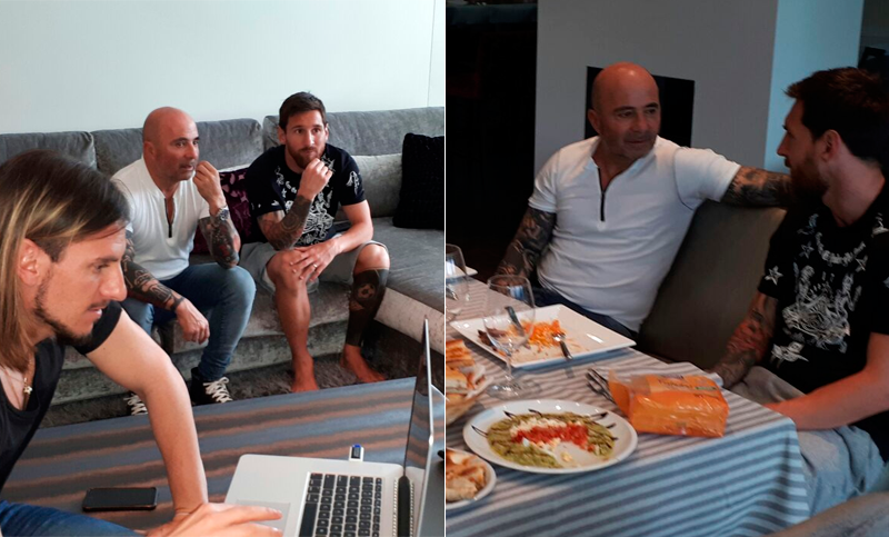 La reunión más esperada: Sampaoli estuvo con Messi en Barcelona