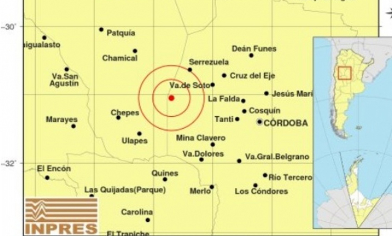 Fuerte terremoto en Córdoba cerca del límite con La Rioja