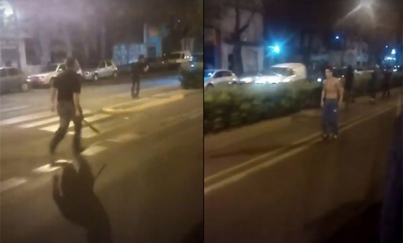 Conflicto en calle Pellegrini: el hombre del machete y los jóvenes en rollers llegaron a un acuerdo 
