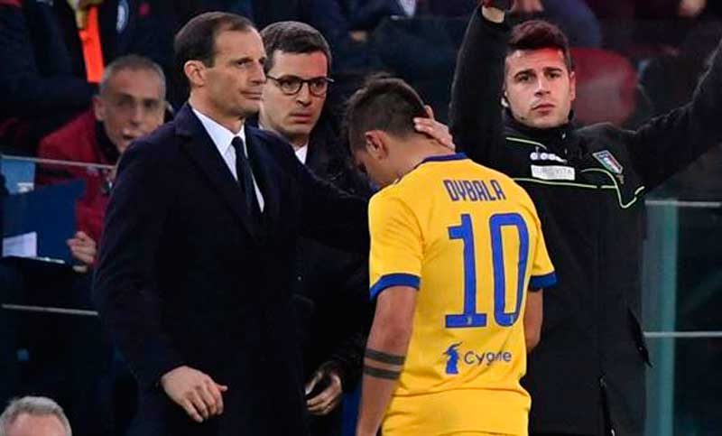Dybala sufre lesión en el muslo y será baja cerca de un mes