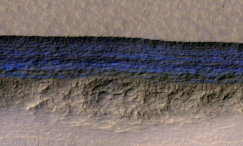Pendientes pronunciadas en Marte revelan estructuras de hielo enterrado