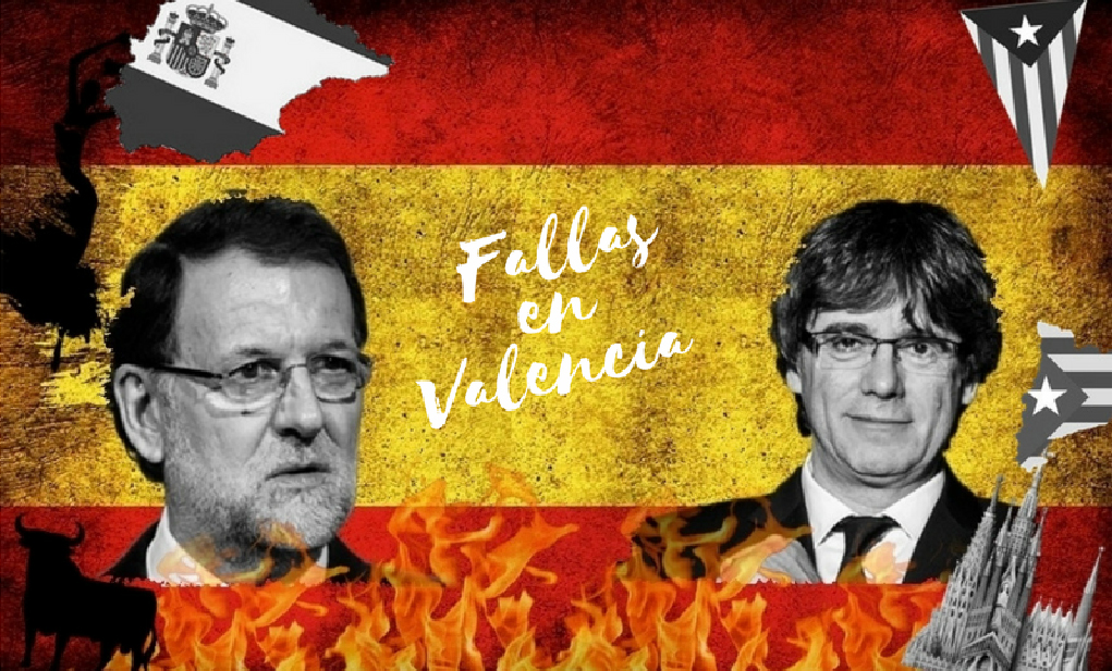 En una fiesta en Valencia, prenden fuego a Mariano Rajoy y Carles Puigdemont