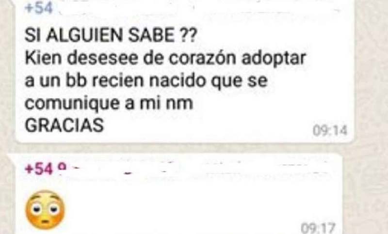 Adolescente embarazada ofreció entregar su bebé en adopción por Whatsapp