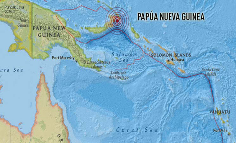 Se registran dos fuertes sismos en Papúa Nueva Guinea