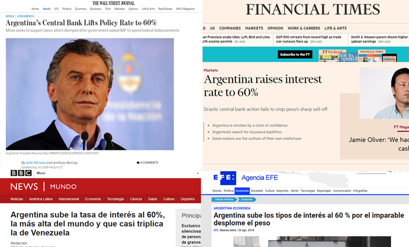 Cómo reaccionaron los principales diarios del mundo ante el desplome del peso