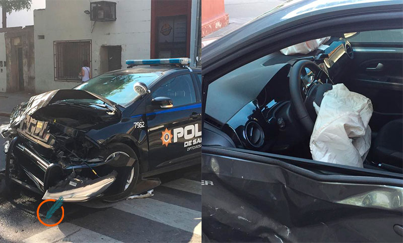 Una mujer herida tras un violento choque entre un auto y un patrullero