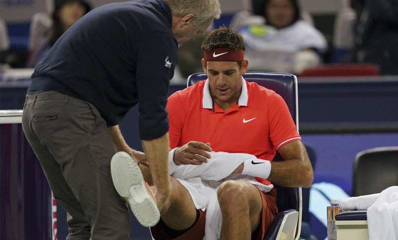 Del Potro sufrió una fractura en la rótula de la pierna derecha