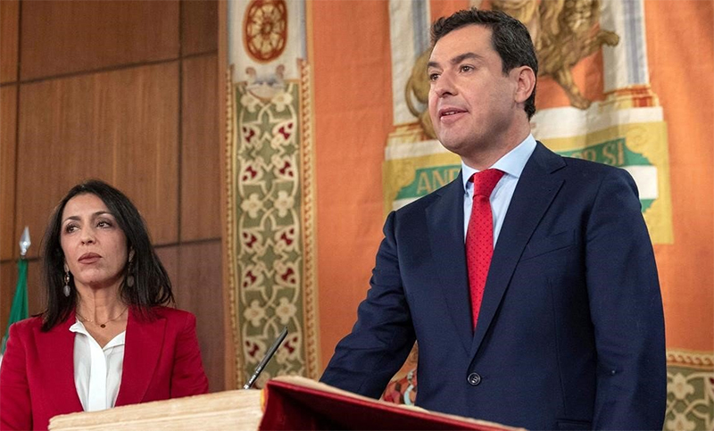 El flamante presidente de Andalucía promete «beligerancia activa» contra los independentistas