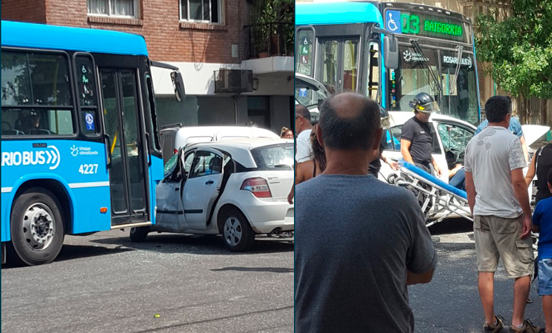 Violento choque entre un colectivo y un auto en el macrocentro