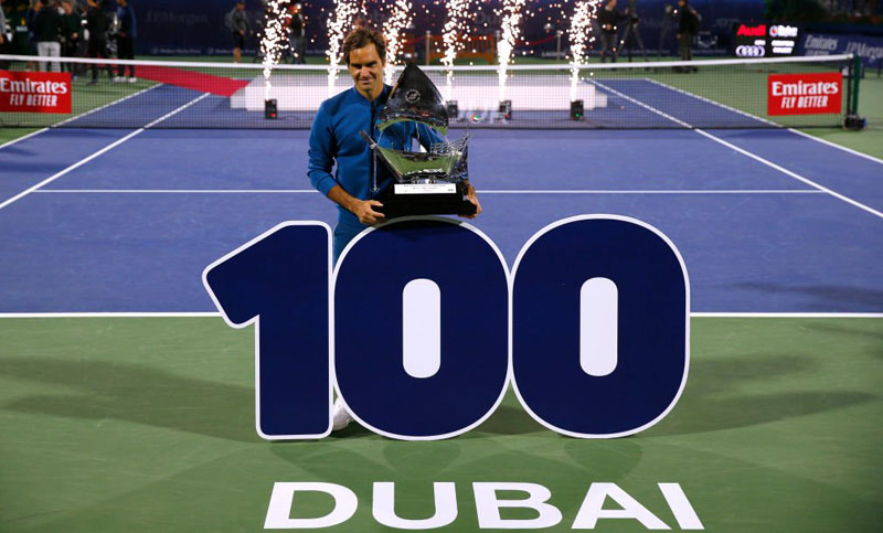 Roger Federer ganó en Dubai y alcanzó los 100 títulos en su carrera
