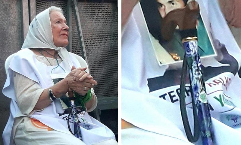 Campaña para recuperar el bastón de Nora Cortiñas, que se lo olvidó en la puerta de su casa