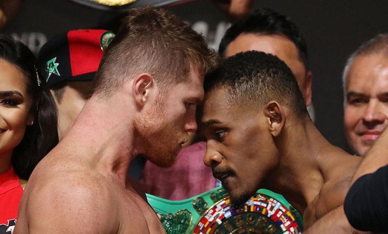 Canelo y Jacobs: un pesaje caliente, en la previa del título de los medianos